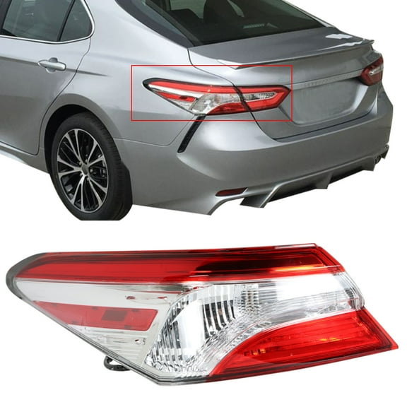 Genrics Left Side Halogen Tail Light Brake Lamp Assembly for 2018 2019 2020 Toyota Camry SE LE Rear Outer Taillamp LH Driver Side