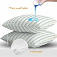 thumbnail image 4 of Throw Pillow Covers 20x20 Inch Set of 2, Abstract Stripes, Waterproof Outdoor Pillow Covers, Blue White Modern Geometric Art Decorative Cushion Pillowcases for Couch, Sofa, Bed, Garden, Patio, 4 of 9