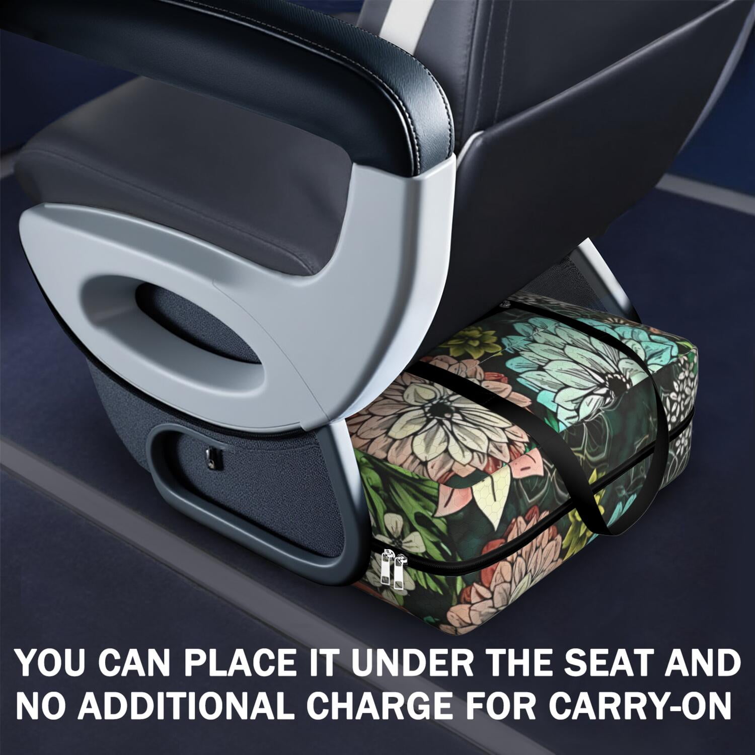 For Spirit Airlines Personal Item Bag 18x14x8 Inch, Floral Weekender Travel Bag, Foldable Travel Duffel Bag Underseat Carry on Bag with Luggage Sleeve for Women and Men 30L