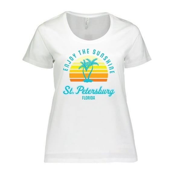 Inktastic Summer Enjoy the Sunshine St. Petersburg Florida in Blue Women's Plus Size T-Shirt
