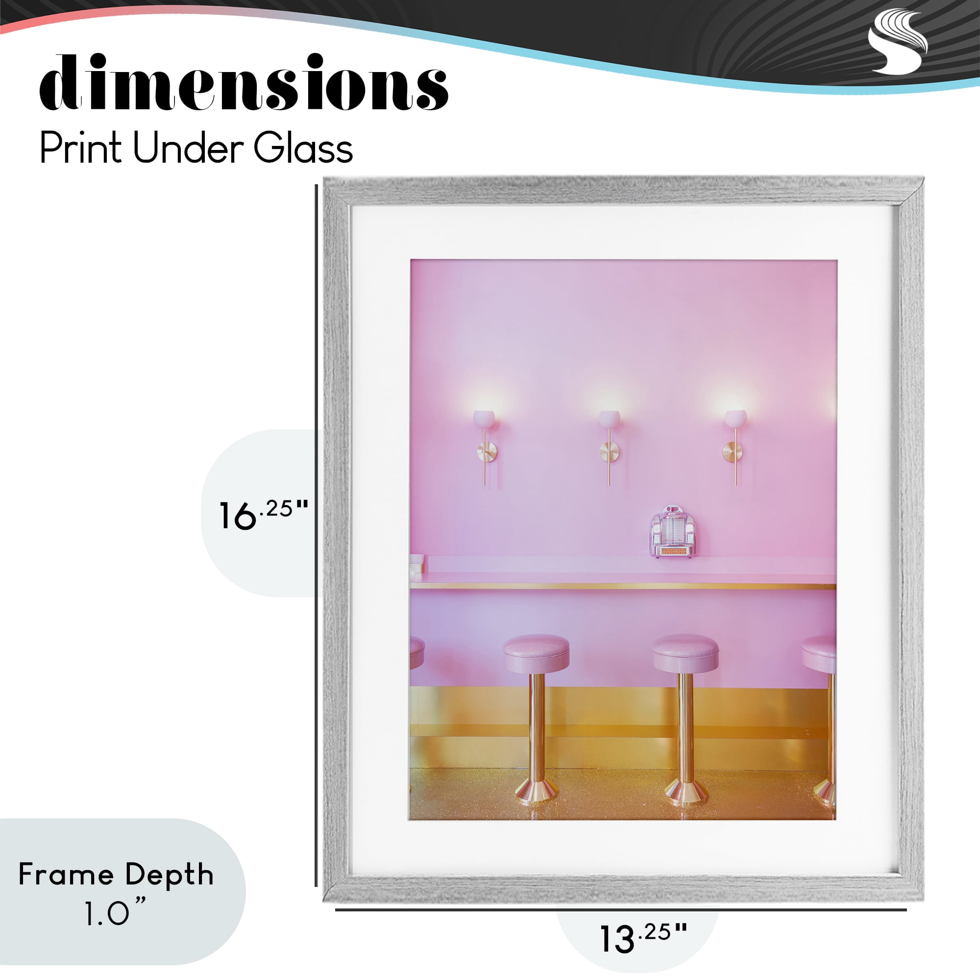 Stupell Industries Pink Retro Dessert Parlor Gray Framed Print Under Glass, design by LISH Creative