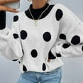 thumbnail image 4 of Aoochasliy Womens Sweaters Pullover Clothes O-Neck Knitted Sweater Polka Dot Pullover Trendy Knitted Sweater Tops Blouse, 4 of 8