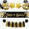 thumbnail image 1 of Celestial Celebration Kit: Black & Gold Birthday Decorations - Happy Birthday Banner, Starry Backdrop, Metallic Confetti Balloon - Perfect for Milestone Birthdays!, 1 of 5