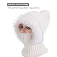 thumbnail image 5 of Spencer Womens Winter Hats, 3-in-1 Winter Beanie Scarf & Mask Set Knit Beanie Hat Fleece Lined Skull Hats with Pompom for Women, White, 5 of 10