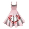 thumbnail image 3 of Women Off-Shoulder Sleeveless Dress Valentine's Day Heart Print Party Dresses Swing A Line Elegant Evening Prom Party Dress Light pink S, 3 of 3