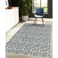 thumbnail image 4 of Floral Decorative Rug, Medieval Victorian Petals Baroque Blooms Swirls Flourish Spring Illustration, Quality Carpet for Bedroom Dorm and Living Room, 6 Sizes, Sea Blue, by Ambesonne, 4 of 4