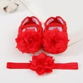 thumbnail image 2 of Otqutp Little Kid First Walking Shoes Baby Girls Shoes with Hairband Set 0 to 1 Years Old Baby Shoes Soft Sole Walking Shoes, 2 of 5