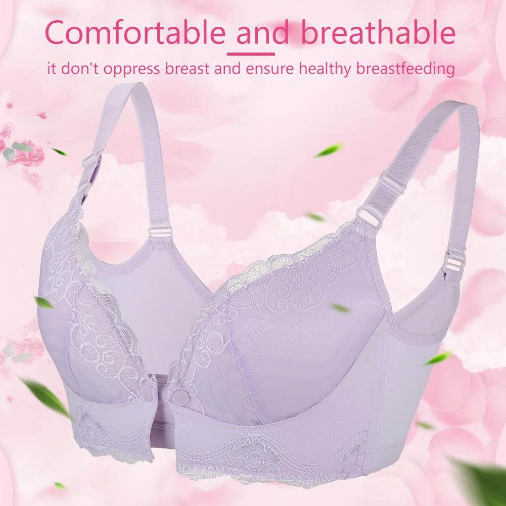 Mgaxyff Mgaxyff Wireless Front Button Nursing Maternity Cotton Bra