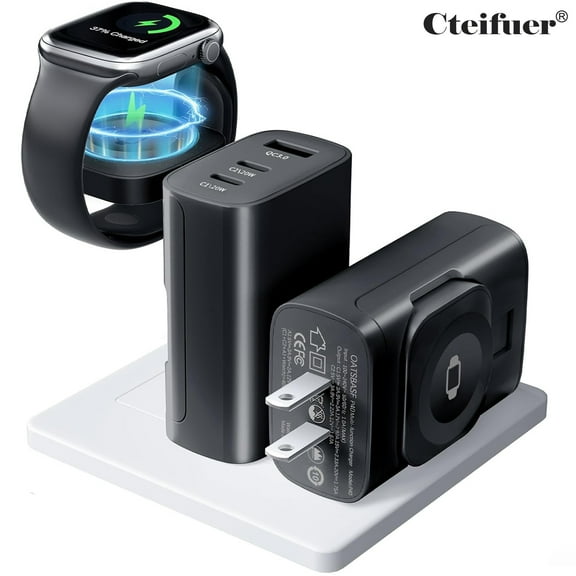 Cteifuer 45W Wall Charger Block: 4 in 1 Fast Charger Adapter for iPhone iPad Android AirPods Apple Watch