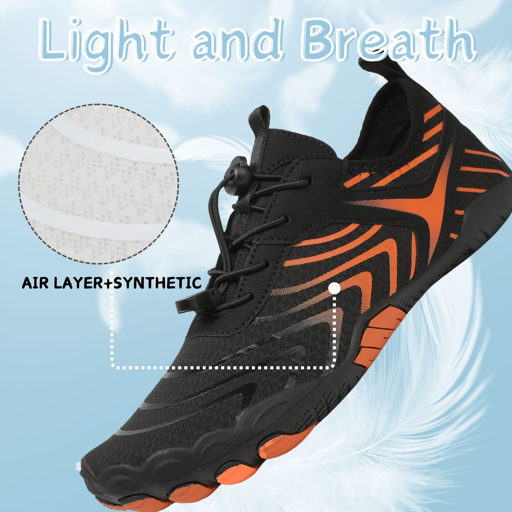 BERANMEY Pro Barefoot Shoes for Women & Men Wide Toe Box Hiking Water Shoes Non-Slip Breathable Barefoot Swim Surf Shoes for Beach Pool Aqua Running & Walking Fast Drainage & Waterproof Design