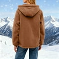 thumbnail image 4 of Womens Sherpa Lined Hoodie Thermal Full Zip Fleece Hoodie Winter Warm Jackets Trendy Hooded Long Sleeve Outfits (5XL, Brown), 4 of 8