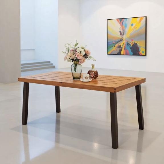 Barara King Outdoor Picnic Tables,Patio Table for Outdoor Use,Rectangular Acacia Wood Rustic Dining Furniture Table