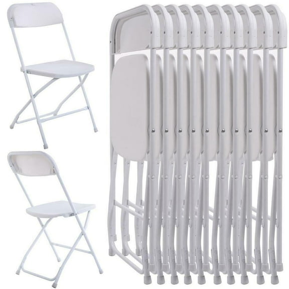 Wubio 10 Pcs Plastic Folding Chairs Stackable Wedding Party Camping Dining Seats Home