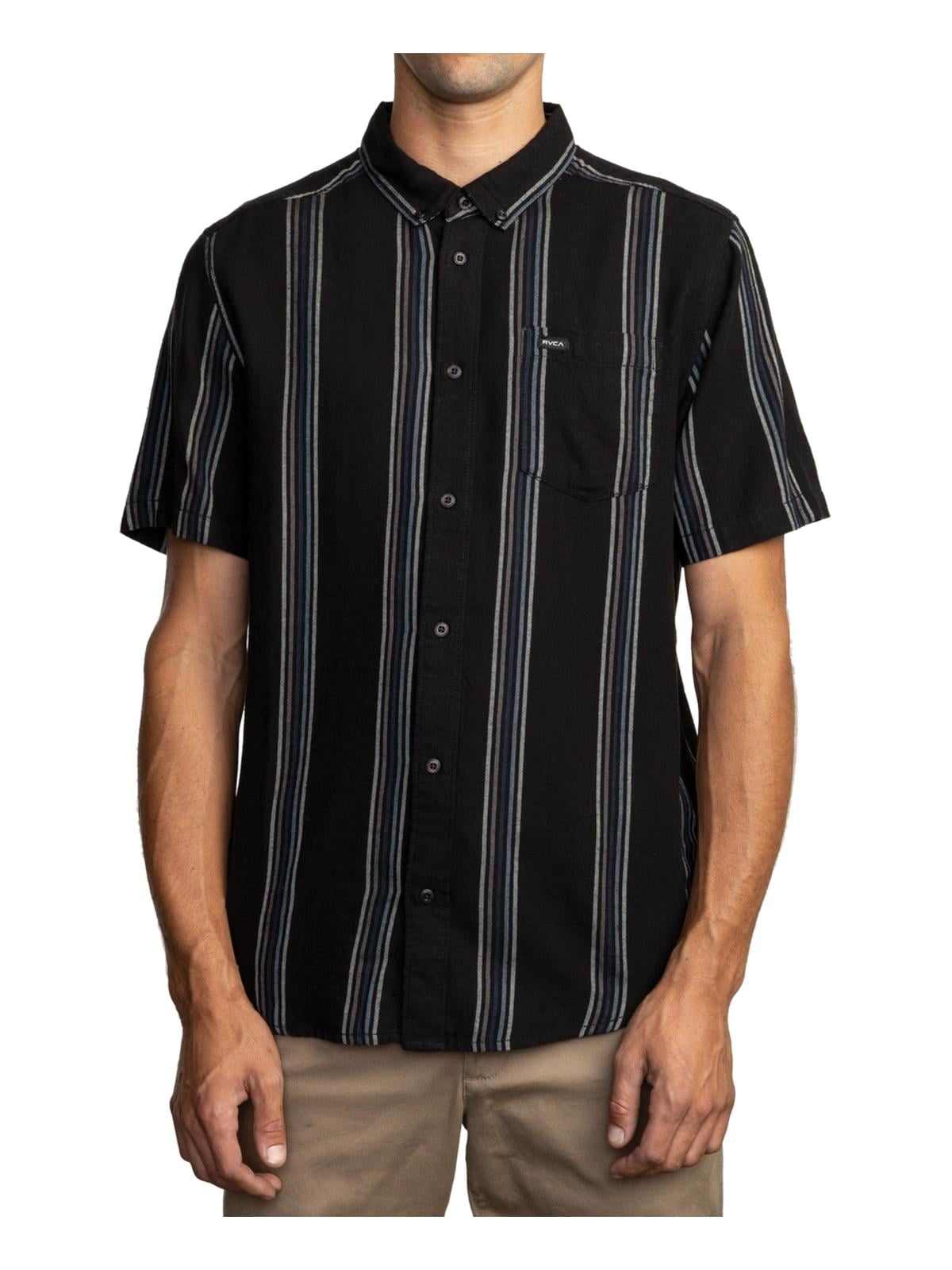 RVCA Mens Cotton Striped Button-Down 