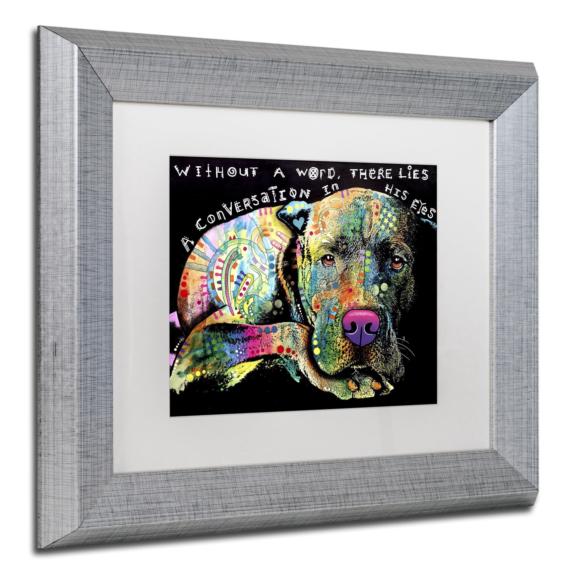 Trademark Fine Art 'Without a Word' Canvas Art by Dean Russo, White Matte, Silver Frame