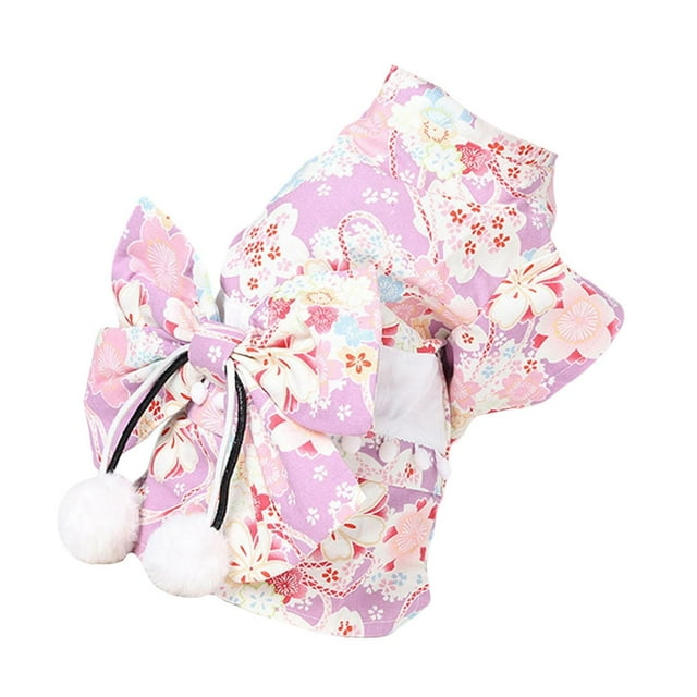Vestido de gato, ropa para gatos para perros pequeños, disfraz de fiesta navideña, trajes con patrón de flores con pajarita, elegante disfraz para Rosa