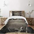 thumbnail image 3 of Ambesonne Industrial Quilted Bedspread Set 2 Pcs, Grungy Tools, Twin Size, Brown Grey Red, 3 of 6