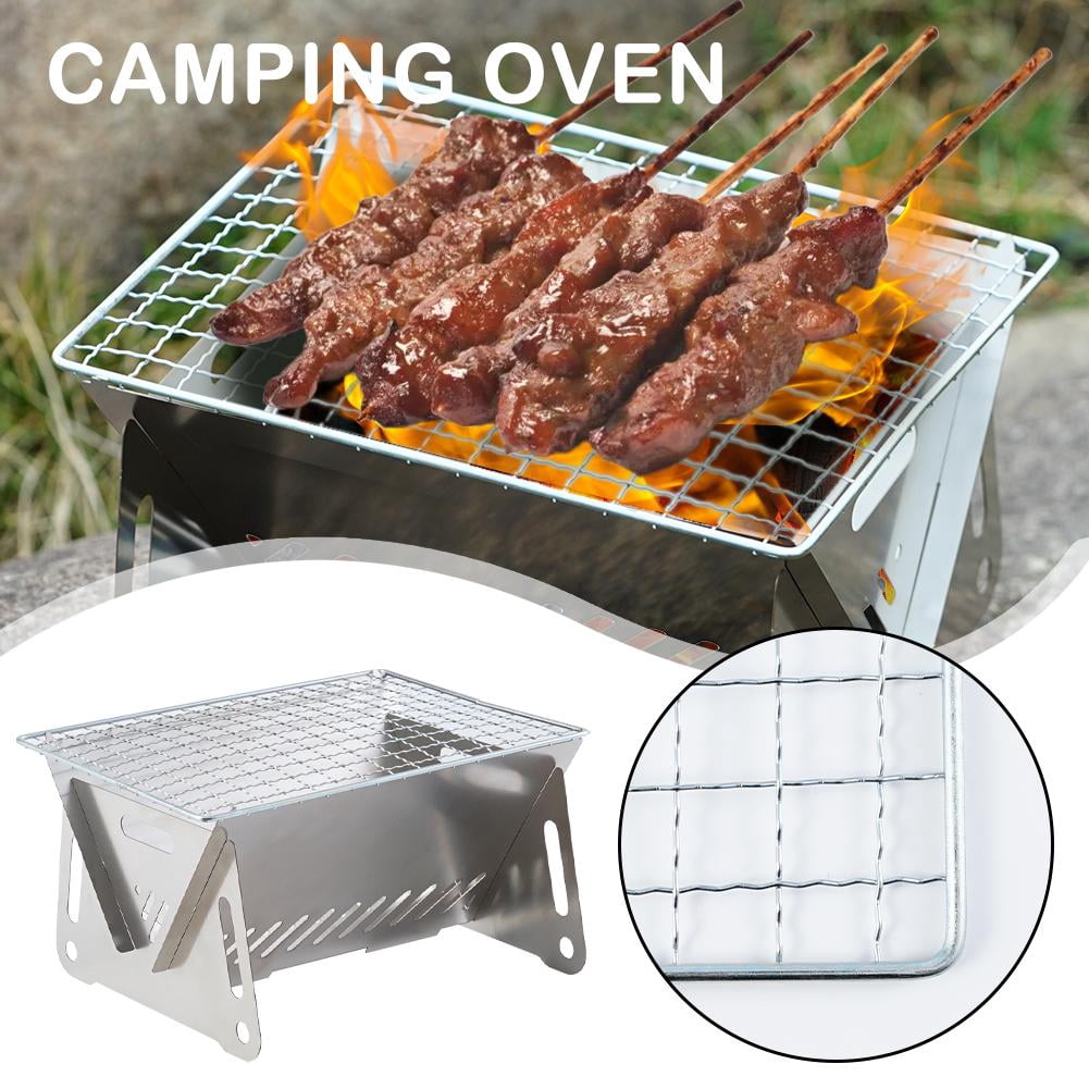 Stainless Steel Grill BBQ Charcoal Stove Outdoor Picnic Y5B5 Camping C3E5