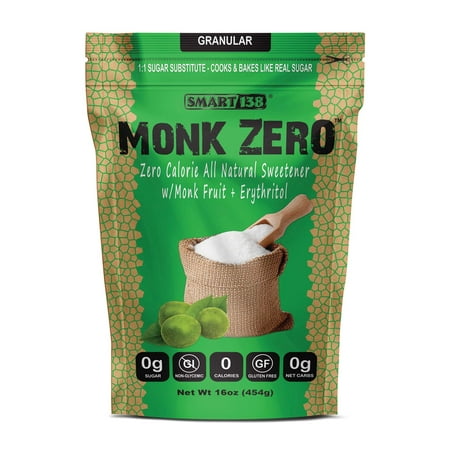 Monk Zero - Monk Fruit Sweetener, Non-Glycemic, Keto Approved, Zero Calories, 1:1 Sugar Substitute Granular 1