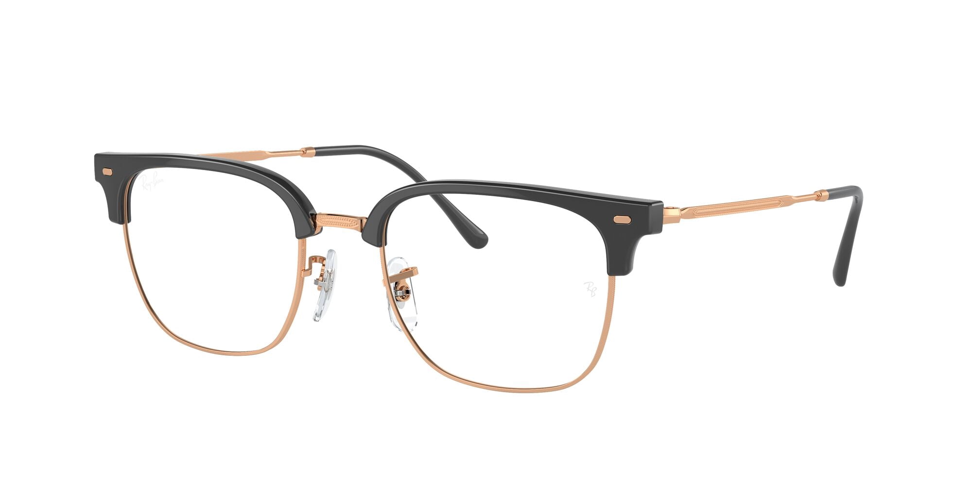 Ray-Ban Unisex Size 53 New Clubmaster Prescription Eyeglasses, Dark Grey on Rose Gold/Demo Lens