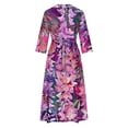 thumbnail image 5 of Pisexur Robes d'Automne pour Femmes 2024 Robes d'Invité de Mariage Mode Imprimé Floral Robe Maxi Décontractée Fluide Manches Courtes Col en V Bouton Robe de Retour Tunique à Cordon Robe Cocktail Grande Taille P-4TG, 5 of 5
