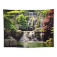 thumbnail image 5 of ERAPDAUR  Garden Waterfall Tapestry Japanese Green Garden Zen Lake Pond Stone Wall Hanging Maple Trees Bridge Kyoto Garden Tapestries for Home Bedroom Living Room Decor 40x30inch, 5 of 6
