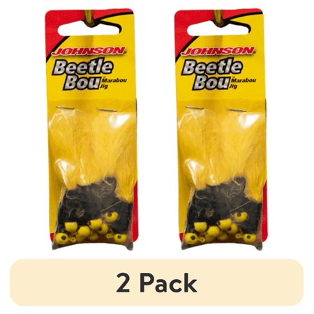 (2 pack) Johnson Beetle Bou Fishing Lure, Yellow/Black/Yellow, 2 in