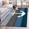 thumbnail image 2 of Blue Nautical Anchor Large Area Rugs for Bedroom Living Room, Soft Non Slip Carpet Bedside Rug, Rustic Distressed Wood Grain Rectangular Floor Cover Kitchen Accent Rug 3'x5' for Dining Room/Office, 2 of 9
