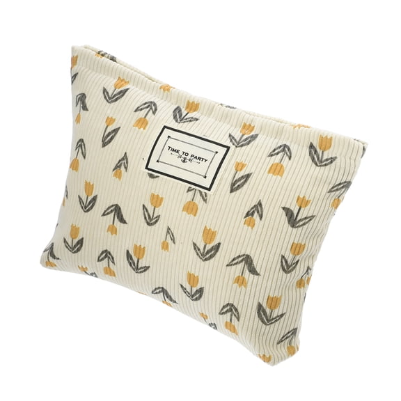 Vocoste Floral Makeup Bag Women Large Capacity Makeup Cosmetic Pouch Beige Orange 10.12"x8.07"