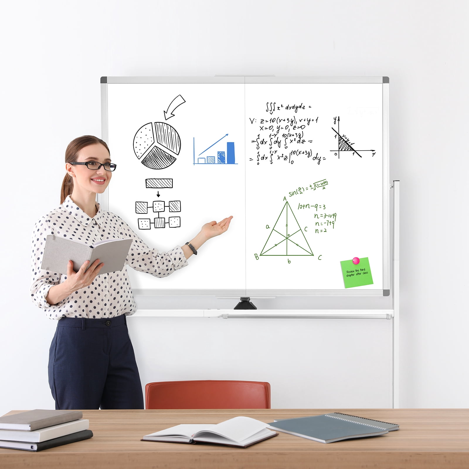 DOLLAR BOSS Rolling White Board Dry Erase Board Rolling 48"x36" Double Sided Large Standing Whiteboard Easel with Wheels Mobile White Board with Stand for Office, Classroom & Home, White