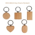 thumbnail image 3 of 5PCS Llaveros de madera en blanco Rectángulo Colgante de llavero de madera de haya para gra Two Trees  llavero, 3 of 7