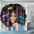 thumbnail image 2 of Cortina de ducha de tela impermeable con estampado de chica negra americana, cubierta para bañera y baño, incluye 12 ganchos antioxidantes., 2 of 5
