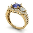 thumbnail image 2 of Three-Stone Engagement Ring for Women - 2.16ct Simulated Tanzanite in 18K Yellow Gold Promise Ring, 2 of 6