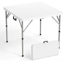 PetFurnishn 34" Fold in Half Square Table, Bi-Folding Commercial Table, Portable Plastic Dining Card Table for Kitchen or Outdoor Party Wedding Event, White