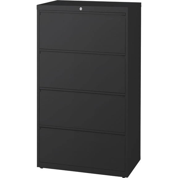 Pemberly Row 30-in Wide Metal 4 Drawer Lateral Filing Cabinet Black