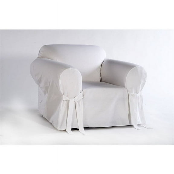 Cotton Duck One Piece Chair Slipcover in White
