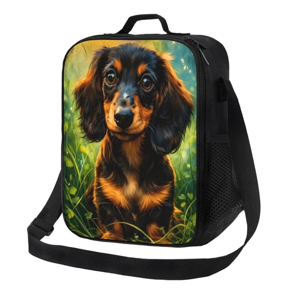 Dachshund Dog Lunch Bag Insulated Thermal Lunch Box with Shoulder Strap & Handle for Women and Men