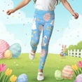 thumbnail image 4 of Easter Girls Print Leggings Stretchy Athletic Full Length Casual Pants for Toddlers Kids Light Blue 3 Years-4 Years, 4 of 5