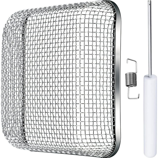 Écran Anti-Insectes Volant Couverture de Ventilation de Fourneau de Véhicule Récréatif Couverture de Ventilation de Chauffe-Eau en Maille d'Acier Inoxydable avec Outil d'Installation (4.5 x 4.5 Pouces)