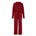 thumbnail image 3 of Sweatsuits for Women 2 Piece Set Ribbed Knit Outfits Long Sleeve Hoodie Sweatshirt Pullover Long Pants Tracksuit Lounge Sets, 3 of 6