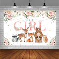 thumbnail image 3 of It's a Girl Baby Shower Backdrop Woodland Wild Animals Oh Baby Party Decorations Supplies Safari Sweet Deer Blush Pink Floral Photography Background Banner Photo Booth Studio Props, 3 of 3
