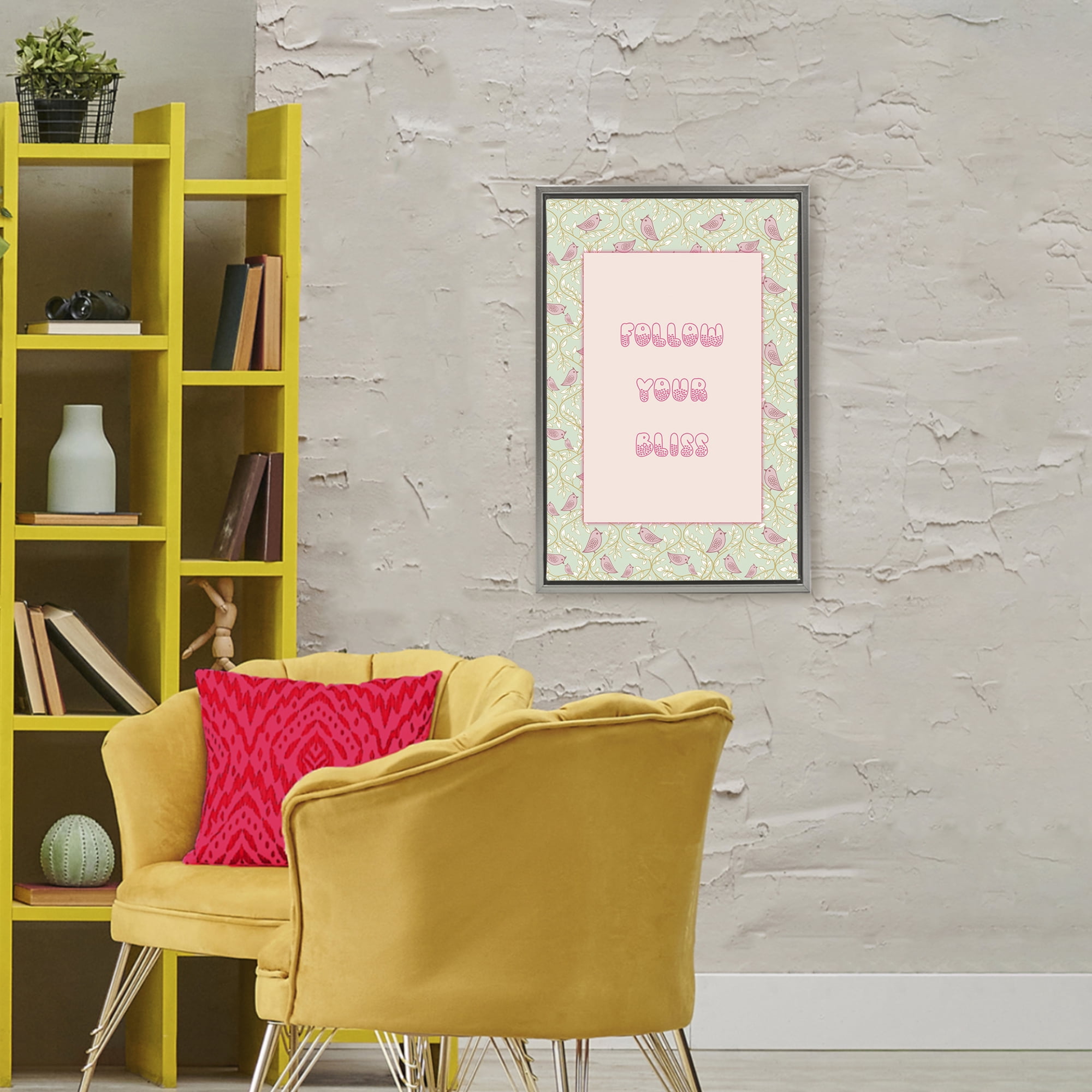 Stupell Industries Follow Your Bliss Gray Framed Floater Canvas Wall Art, design by Pooja Dave