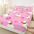 thumbnail image 3 of Homewish Cartoon Duck Goose Queen Sheet Sets, Watercolor Cherry Blossoms Flat Sheet, Teens Kids Boys Girls Queen Fitted Sheet, Microfiber Bedroom Decor, 4 Pieces, 3 of 7