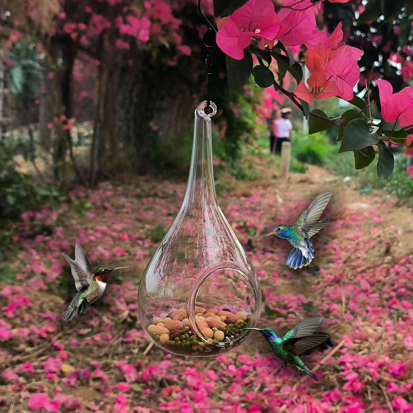 Stijggn Bird Feeders Hanging Feeder Seed Tray, Platform Metal Mesh , Outdoor Garden Decoration for Birds Outside Outdoors Hanging