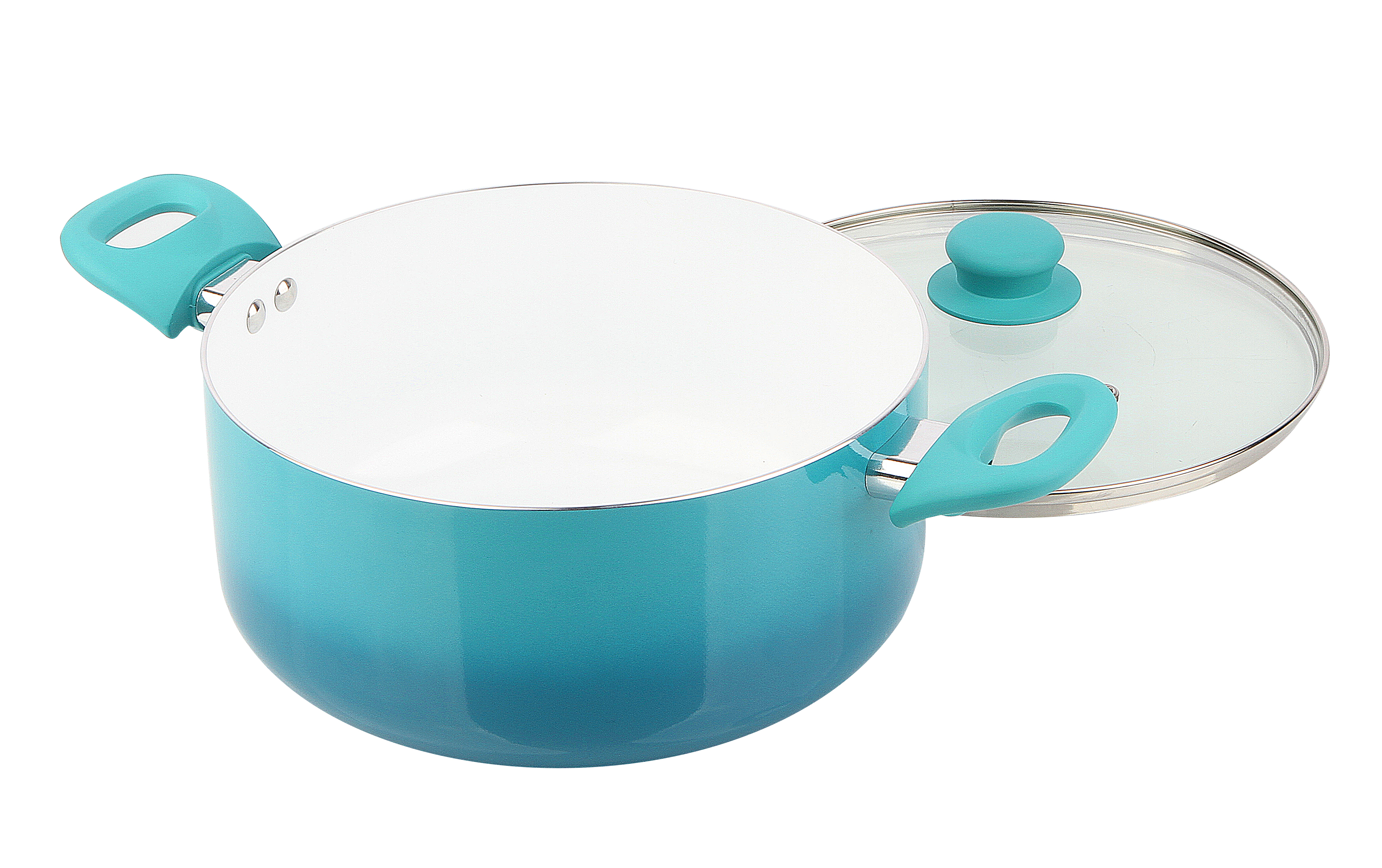 Mainstays Ceramic Nonstick 12 Piece Cookware Set, Teal Ombre - image 5 of 8