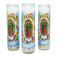 thumbnail image 1 of Veladora Virgen De Guadalupe De Las Apariciones Con Vaso de Vidrio Reutilizable Blanca Caja 3 Piezas Veladora México Santitos, 1 of 4