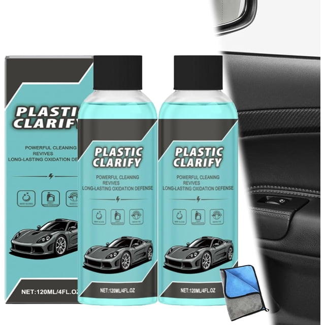 Plastic Clarify - Plastic Clarify For Cars, Car Interior Plastics Cleaner & Conditioner, Waterless Spray Wax (2Pcs)