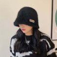 thumbnail image 5 of IROINNID Women's Bucket Hat Cozy Plush Winter Warm Windproof Fisherman Cap Outdoor Daily Wear,Black, 5 of 6