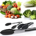 thumbnail image 4 of Juego de 3-7, 9, 12 pulgadas, resistentes, antiadherentes, pinzas de cocina de silicona de acero inoxidable (paquete de 3, negro) Vhermosa SNFLD1468, 4 of 4