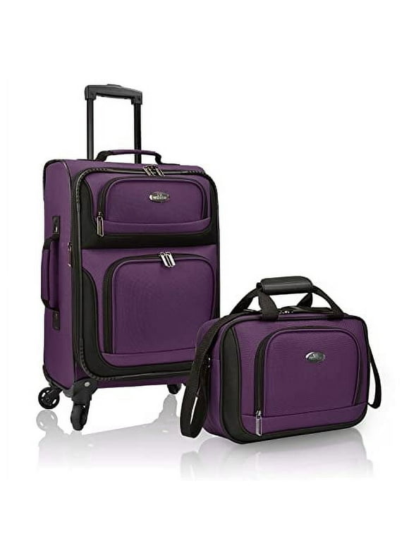 U.S. Traveler Rio Rugged Fabric Expandable Carry-on Luggage Set, Purple, 4 Wheel